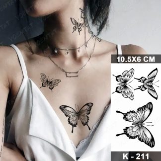 Waterproof-Temporary-Tattoo-Sticker-Black-Line-Moon-Planet-Universe-Butterfly-Flash-Tatoo-Fake-Tatto-For-Body falsk engangs tattoo